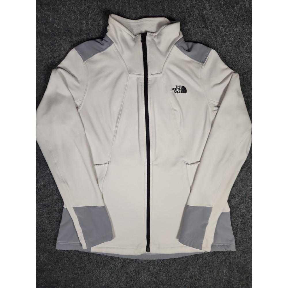 The North Face Womens Shastina Stretch Full Zip Fleece Jacket Cream Grey L Large